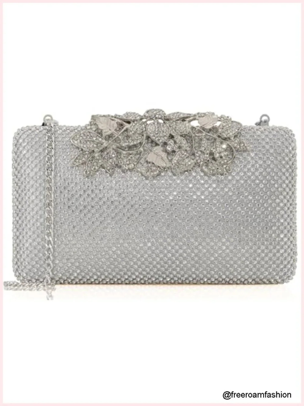 Rhinestone Evening Clutch Bag with Flower Clasp for Wedding Party